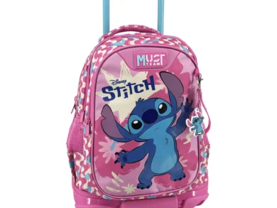Σχολική Τσάντα Τρόλεϊ Δημοτικού Disney Stitch Pink Must Team 3 Θήκες 000565972